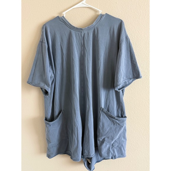 Free People Movement Pants - Free People Movement Hot Shot Reversible Romper Blue Gray Short Sleeve Size M